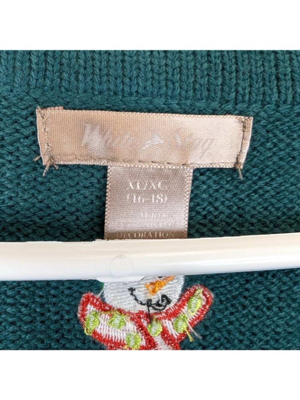 White Stag Womens XL Sweater Vest Vintage Green Snowman Christmas 16 18 Ugly - Picture 5 of 7